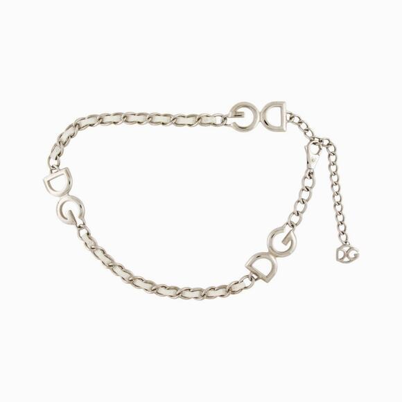 Dolce & Gabbana Metal Leather Trim Embellishment Waist Belt XS sz main image 2